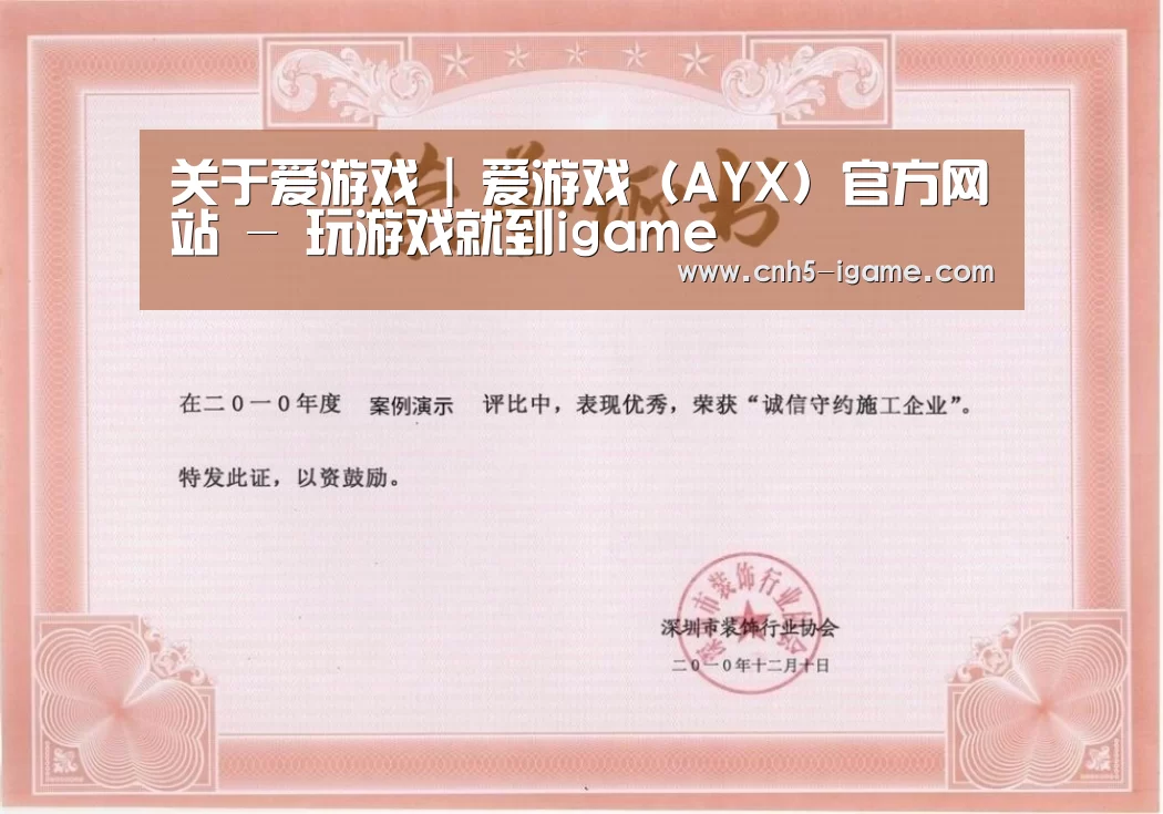 爱游戏荣誉证书一